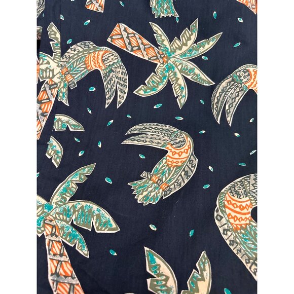 CCC Vintage Boho Black Wide Leg Pants With Leaf Print Elastic Waist Size Medium - Picture 7 of 7